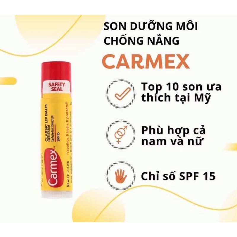 [BILL US] SON DƯỠNG CARMEX CÓ CHỐNG NẮNG SPF 15