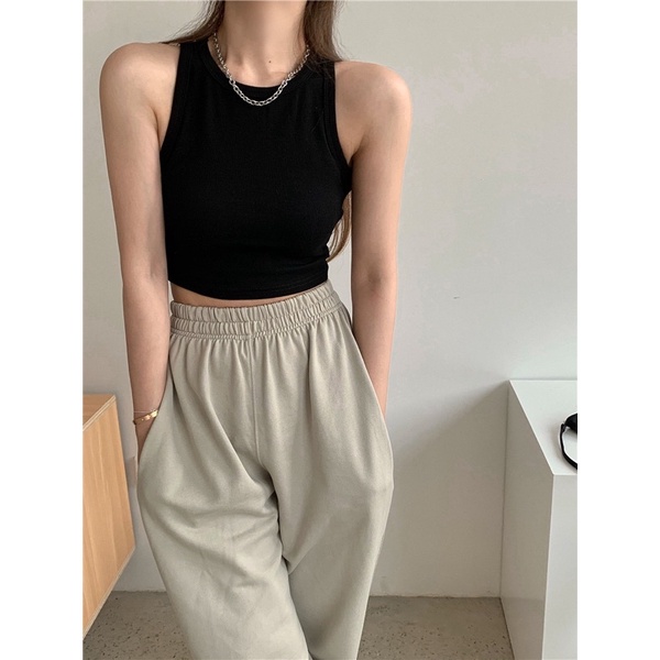 Áo Croptop nữ thun ba lỗ Kiểu ôm body sexy Croptop cổ tròn Không tay sát nách Thời trang