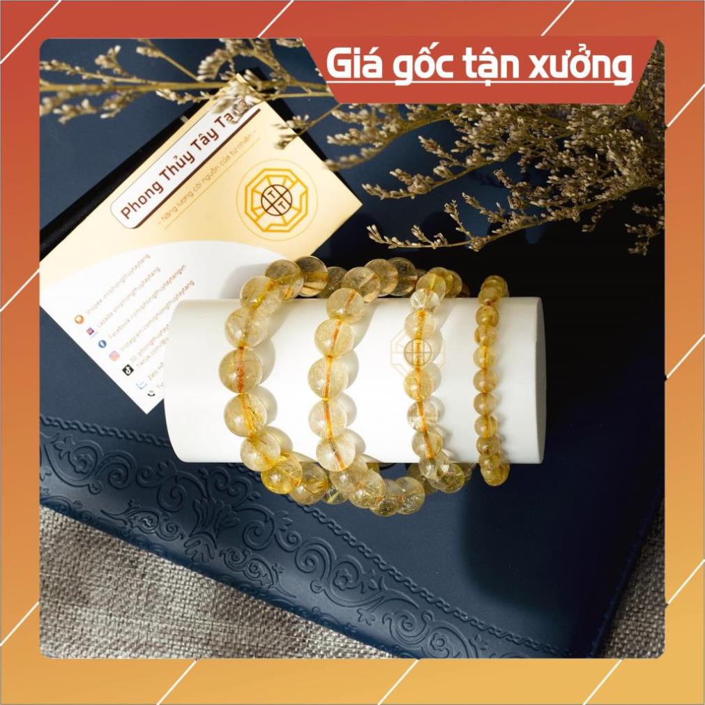 Vòng Tay Phong Thủy Pha Lê Tóc Vàng Chiêu Tài Lộc Nam Nữ Mệnh Thổ Kim - Tổng Kho Sỉ Phong Thủy