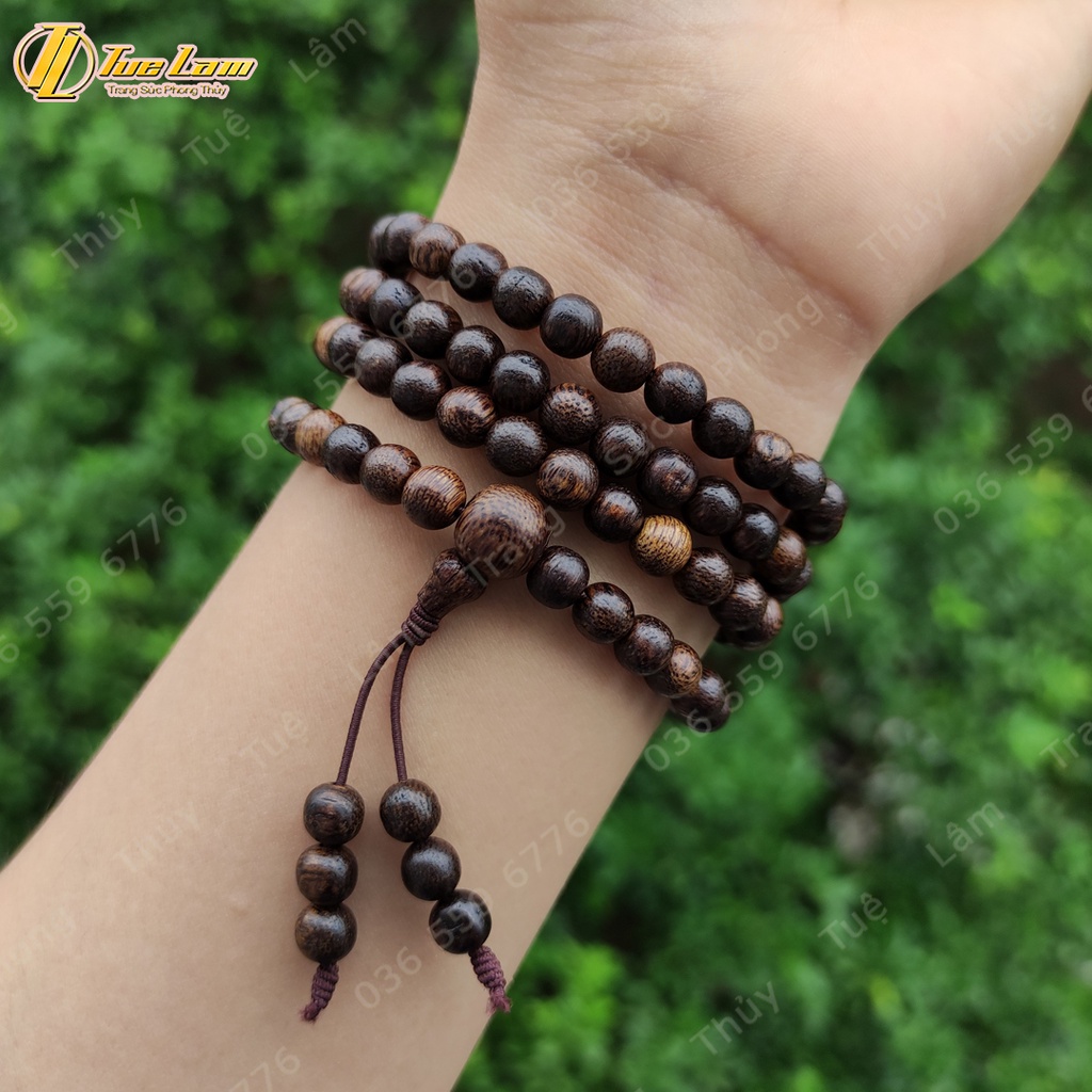 Vòng Tay Trầm Hương Tốc Vườn Chuỗi 108 Hạt Size 6/8mm Mùi Thơm Dịu Nhẹ Bình An May Mắn - Tuệ Lâm