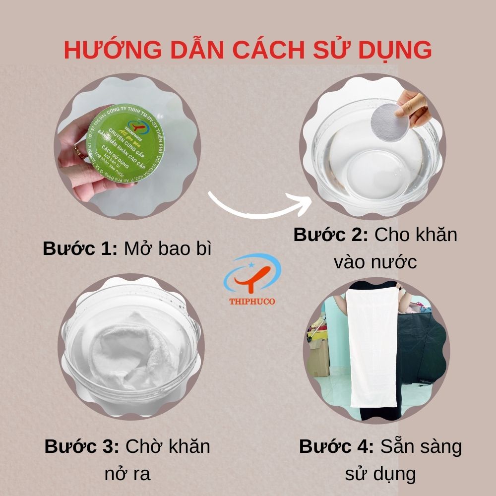Khăn Nén Du Lịch Cotton ZNEN Thiện Phú 30*75*65g, Khăn Đa Năng Tự Nhiên Thấm Nước Tốt