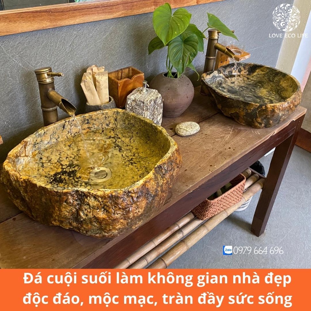 Lavabo chậu đá cuội tự nhiên