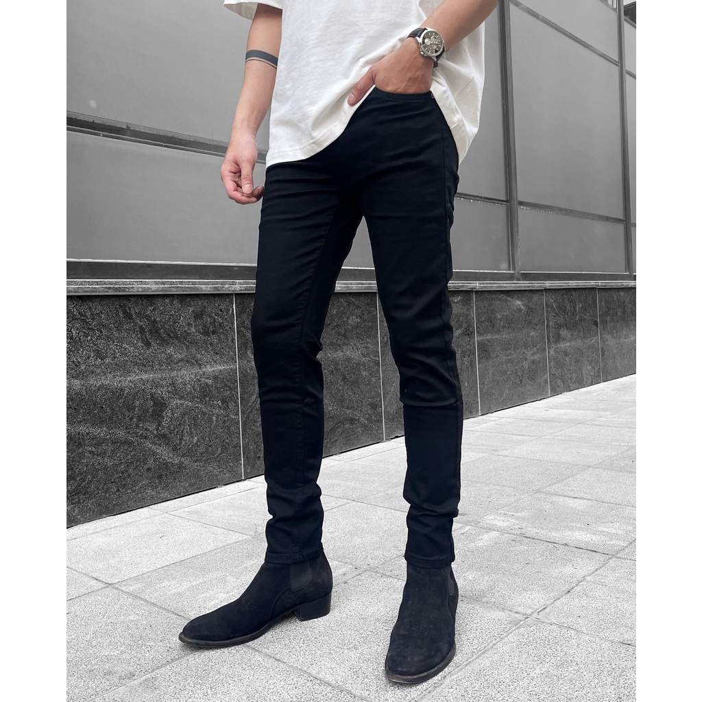 Quần Bò Xanh Đậm Dáng Vừa Kiểu Dáng Jean Rách Gối Phong Cách Thời Trang Hàn Quốc