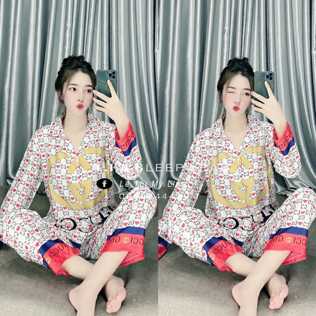 Đồ Bộ Pijama Satin Lụa Hình Tay Dài Quần Dài