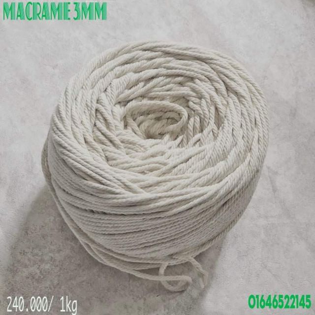 Nguyên liệu Macrame 3mm. 1kg màu kem