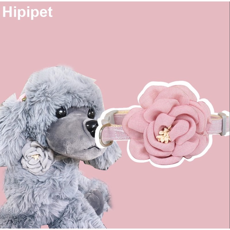 Vòng cổ chuông cho mèo thắt lơ hoa cúc dệt vải dù full màu