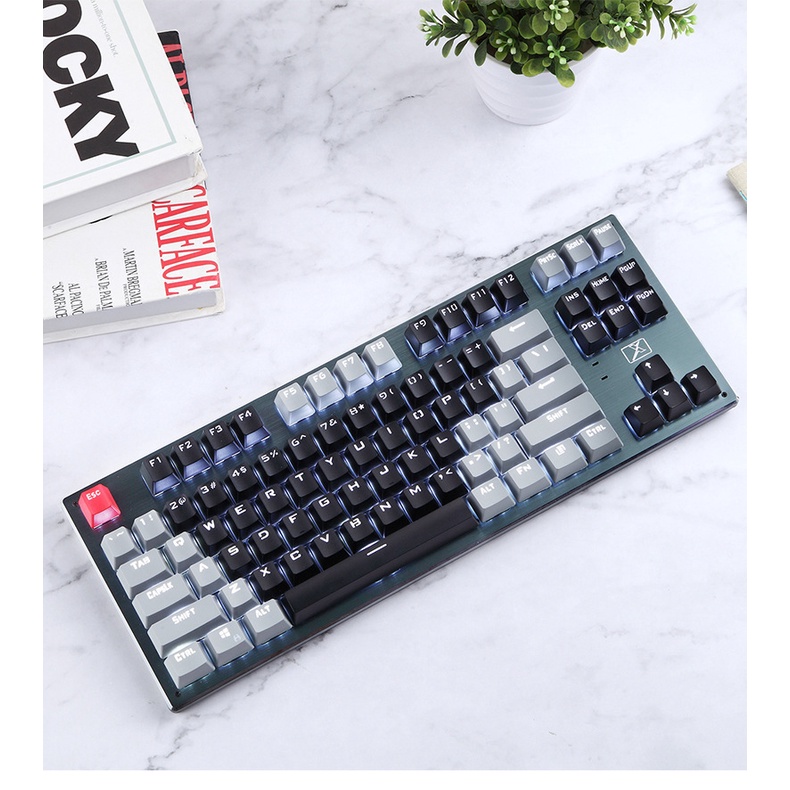 Bàn phím CƠ Bluetooth Không Dây Pin Sạc RF87 LED đẹp, phím blue switch cho máy tính pc laptop, điện thoại, máy tính bảng