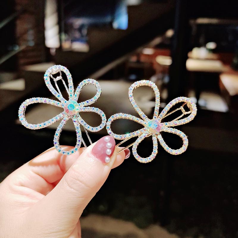 Kẹp Tóc Hình Hoa Đính Đá Nhiều Màu Sắc Phong Cách Hàn Quốc Thời Trang Cho Nữ