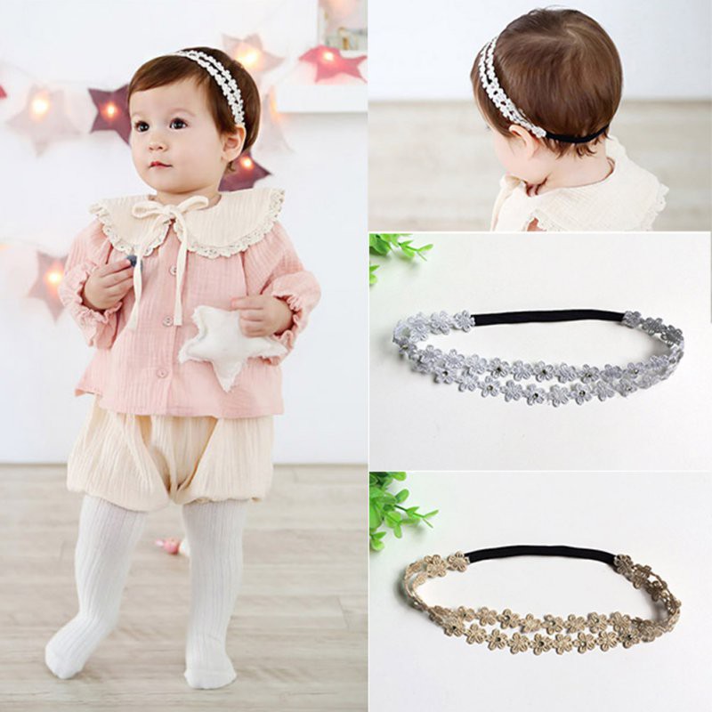 Băng đô co giãn thiết kế ren hoa xinh xắn cho bé gái