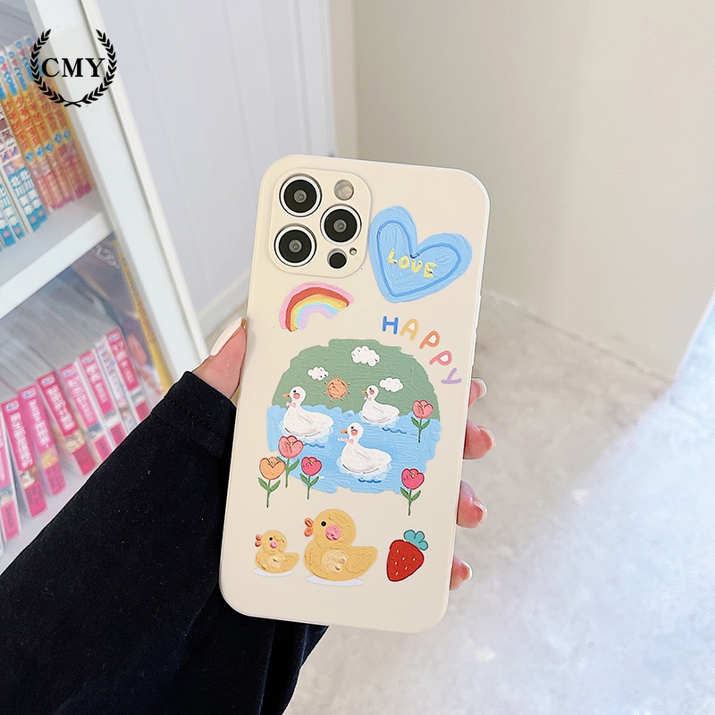 Ốp điện thoại tpu mềm in vịt sơn dầu thích hợp cho iPhone 11 Pro Max X Xr Xs Max 7 8 Plus Se 2020 12 13 pro max mini