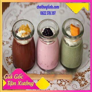 Hũ thủy tinh pudding, yaua 100ml nắp nhựa dáng thon