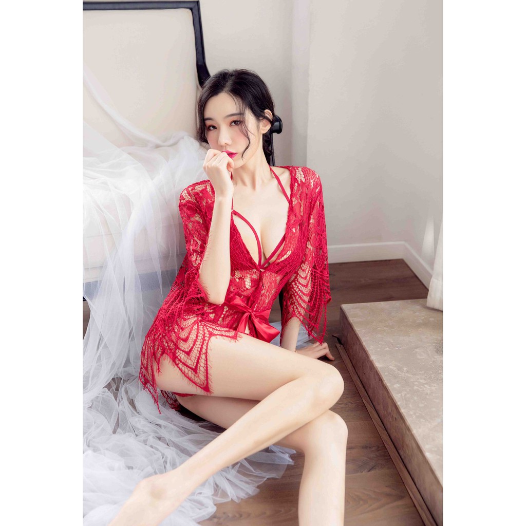 Full bộ đồ ngủ Choàng ren + Nội y Cao cấp L129 | BigBuy360 - bigbuy360.vn