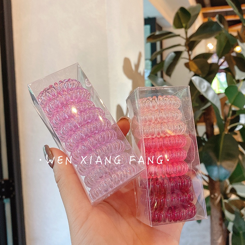 Set 9 Dây Cột Tóc Nữ Dạng Xoắn Ốc Đơn Giản Nhiều Màu Sắc Thời Trang