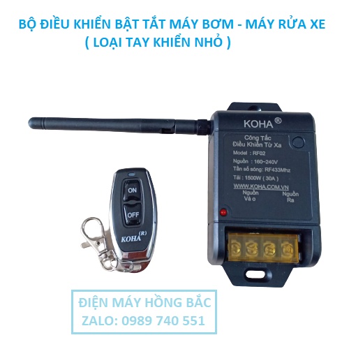Công tắc điều khiển từ xa 300m- 30A -AC 220V bật tắt máy bơm, máy rửa xe - Tay khiển ngắn