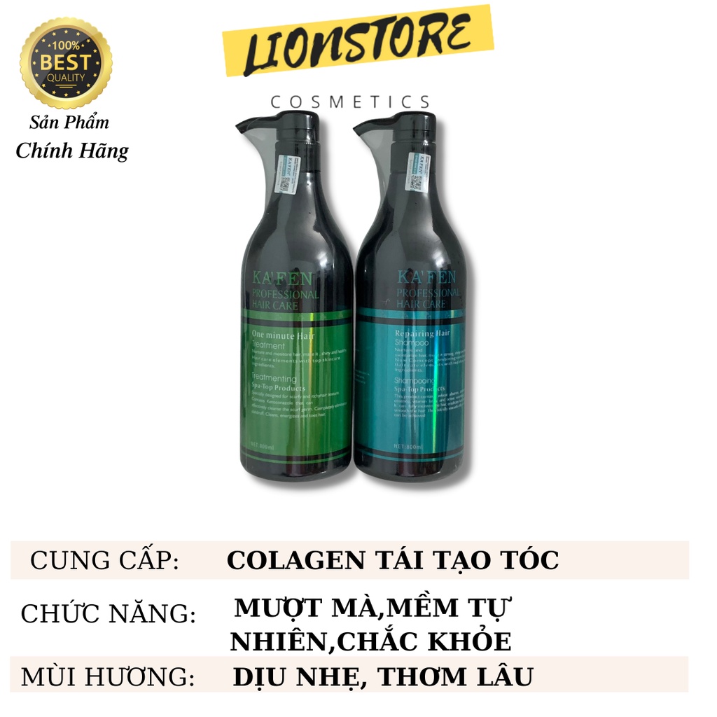 Cặp dầu gội KAFEN 800ml hoàn hình xanh phục hồi tóc khô xơ hư tổn chính hãng dầu gội dưỡng tóc