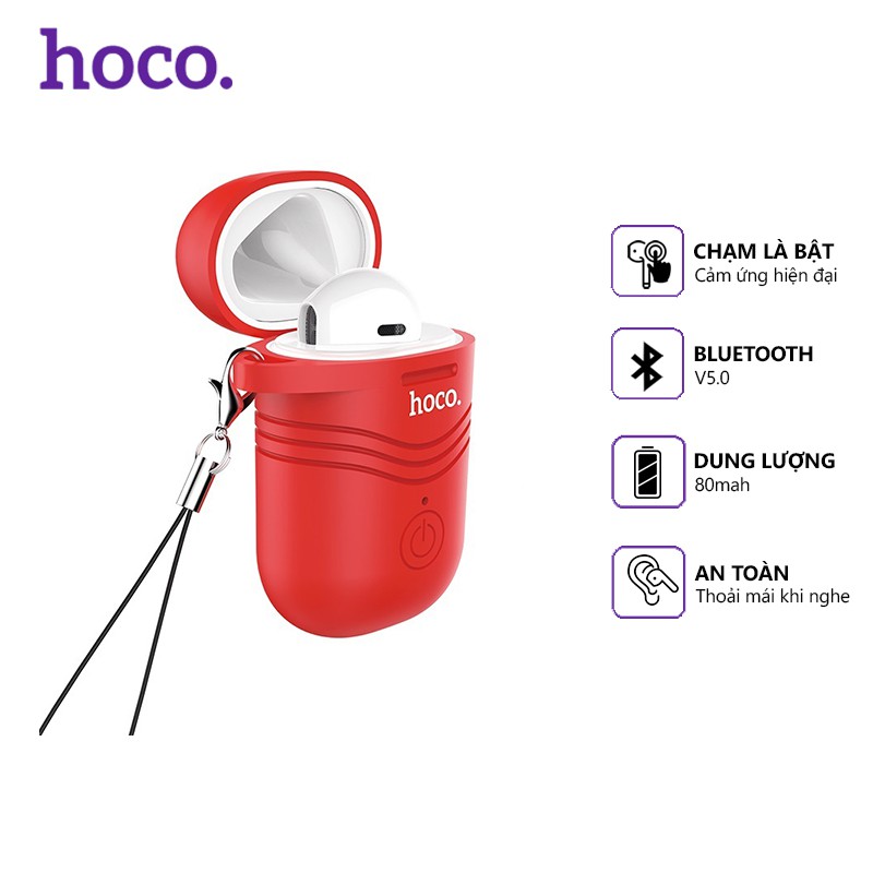 Tai nghe Bluetooth Hoco E39 V5.0 1 tai, hỗ trợ mic cảm ứng, kèm ốp đen/đỏ, tương thích nhiều thiết bị | BigBuy360 - bigbuy360.vn