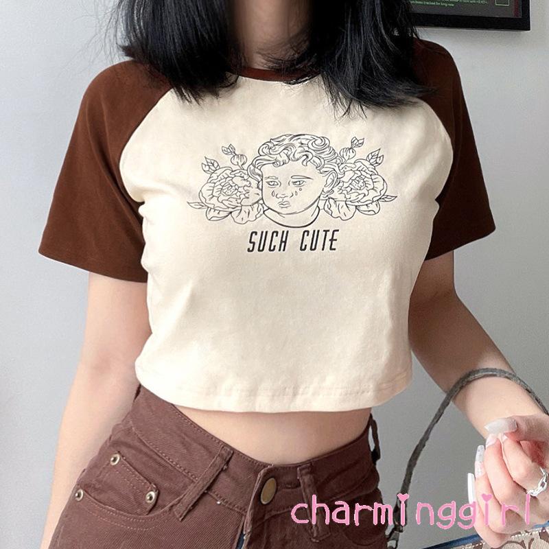 Áo thun tay ngắn dáng rộng in hình trừu tượng thời trang dành cho nữ