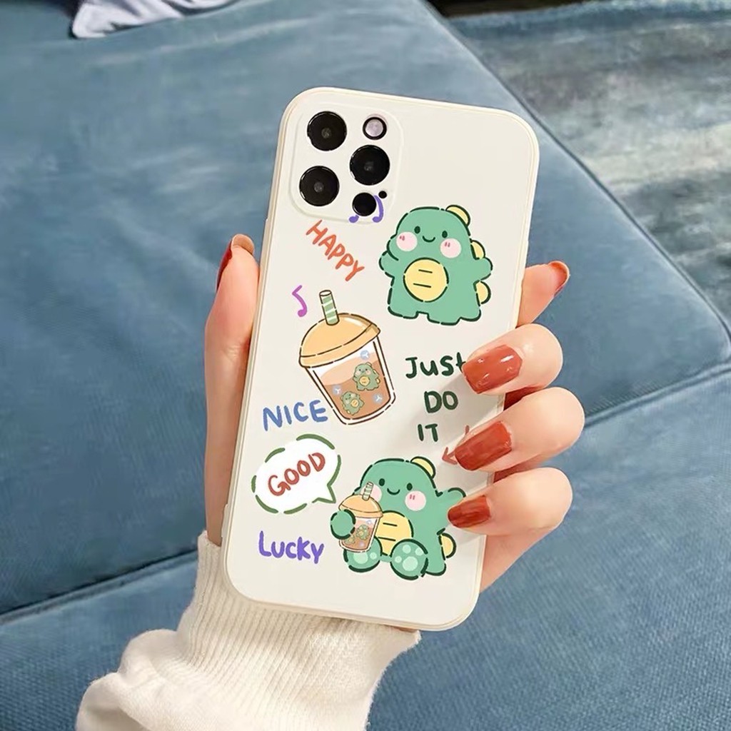 Ốp Lưng Iphone Cạnh Viền Vuông Starbucks và Dino 6/6plus/6s/6splus/7/7plus/8/8plus/x/xr/xs/11/12/pro/max/plus/promax