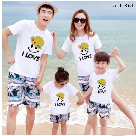 ÁO THUN ĐI BIỂN IN CHỮ I LOVE HỌA TIẾT MẶT CƯỜI ĐỦ MÀU ĐỦ SIZE - ATDB61