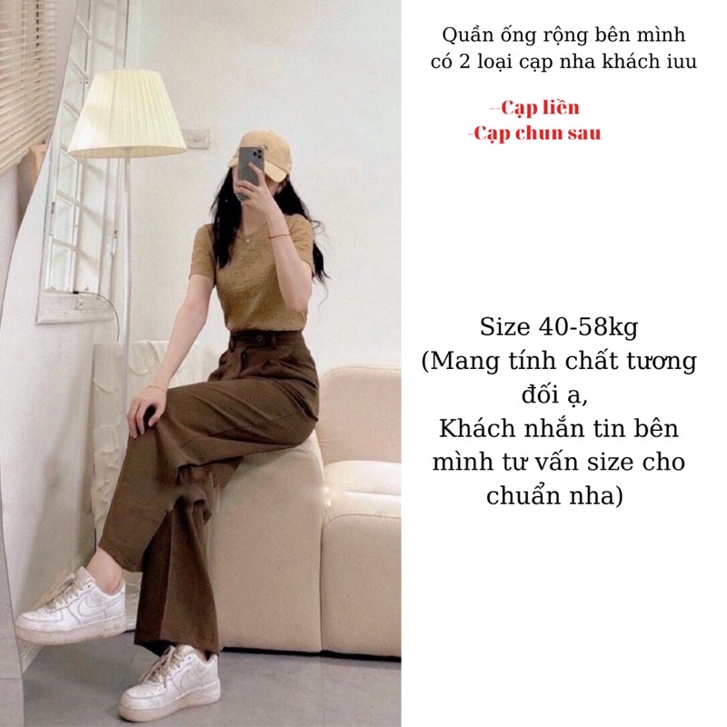 Quần ống rộng chun sau cạp cao chất tuyết mưa lưng cao Cunstore.2hand