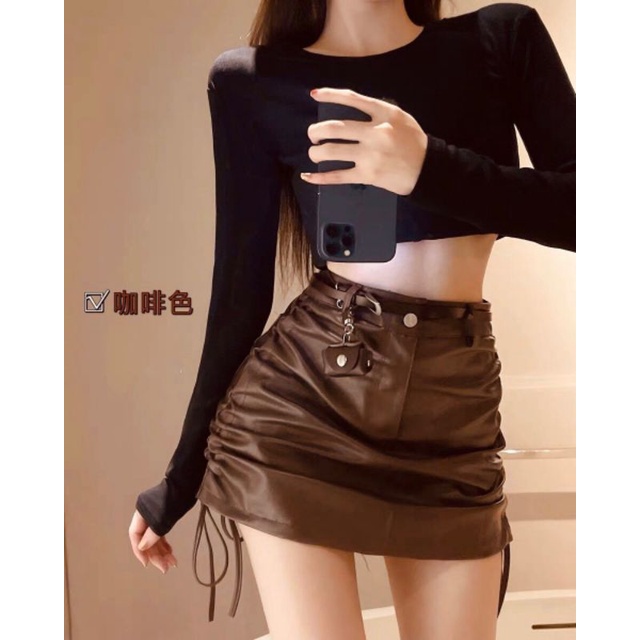 Chân Váy Da Nữ Cạp Cao Dáng Chữ A Ngắn Rút Dây Hông Đủ Size - Hl | BigBuy360 - bigbuy360.vn