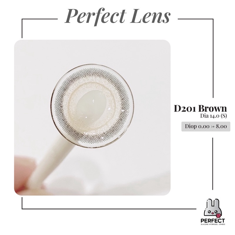 Lens Mắt , Kính Áp Tròng D201 BROWN Có Độ Cận và Không Độ , DIA 14.0 ,Cho Mắt Nhạy Cảm Giá Sale