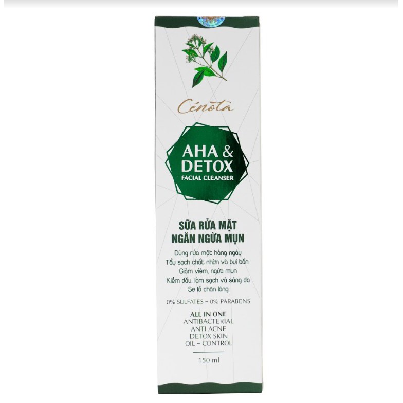 Sữa Rửa Mặt Ngừa Mụn Cenota AHA &amp; Detox 150ml