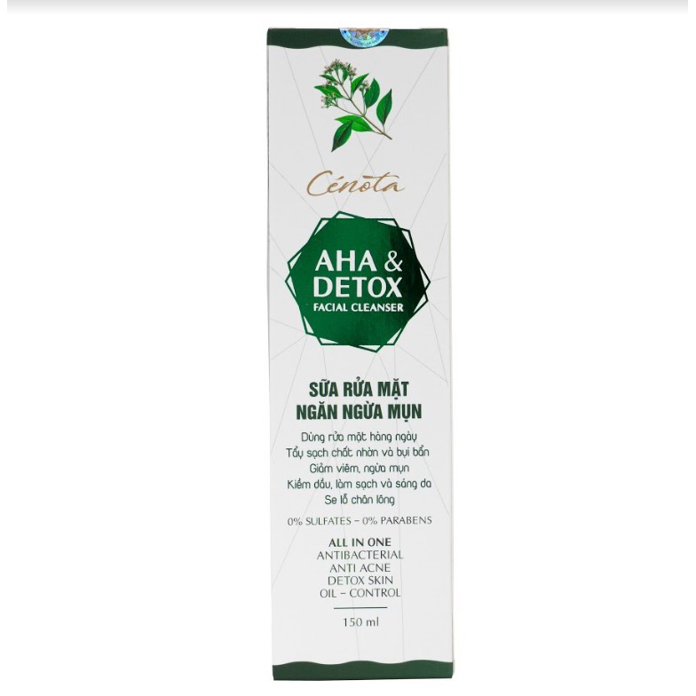 Sữa Rửa Mặt Ngừa Mụn Cenota AHA & Detox 150ml