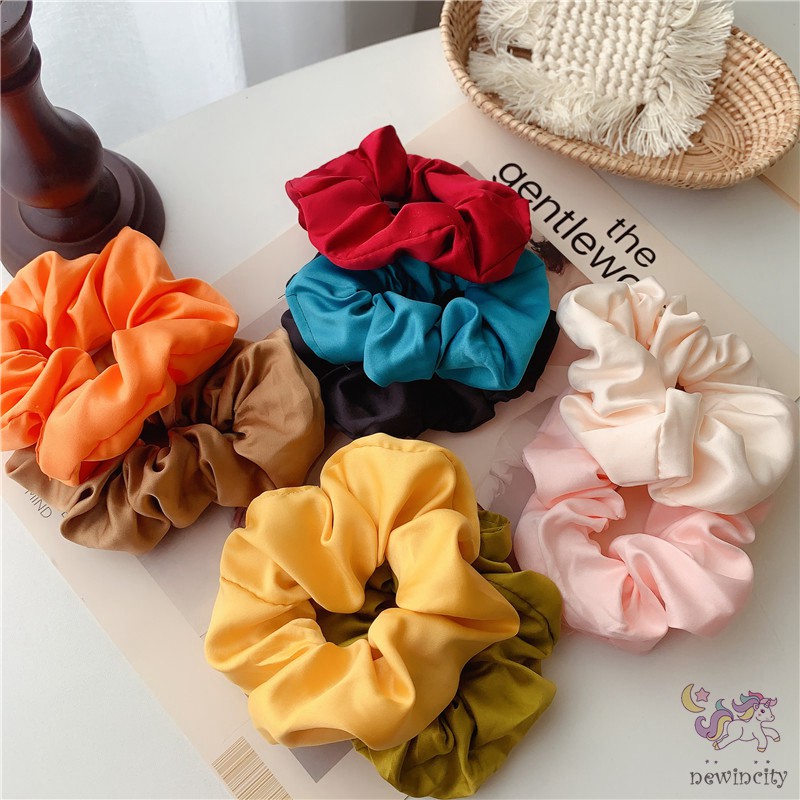 Dây Buộc Tóc Co Giãn Màu Trơn Xinh Xắn Cho Nữ