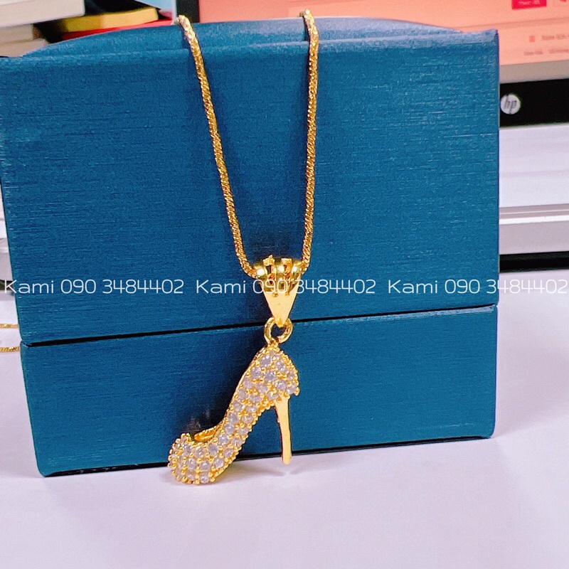 Dây chuyền và bông tai guốc đính đá siêu dễ thương Kami