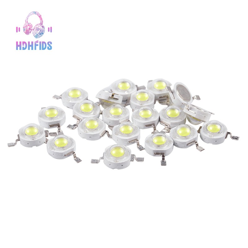20 Pcs High Power 2 Pin 3W White LED Bead Emitters 170-190Lm 6000K