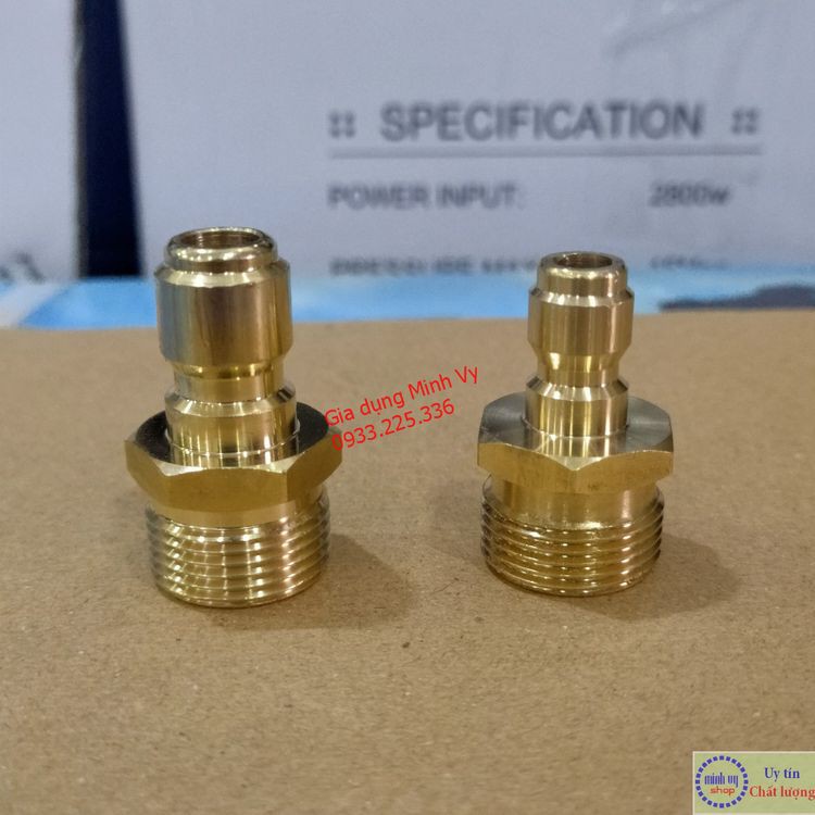 [CAO CẤP] Bộ khớp nối nhanh đầu ra dùng cho máy rửa xe công nghiệp đầu ren 22mm cốt 3/8inch - nguyên bộ đồng - BKNN3/8