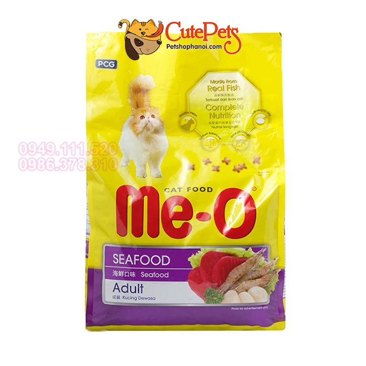 Thức ăn cho mèo Me-O adult 350g Vị Hải sản Cá Ngừ Cá thu - Phụ kiện thú cưng Hà Nội