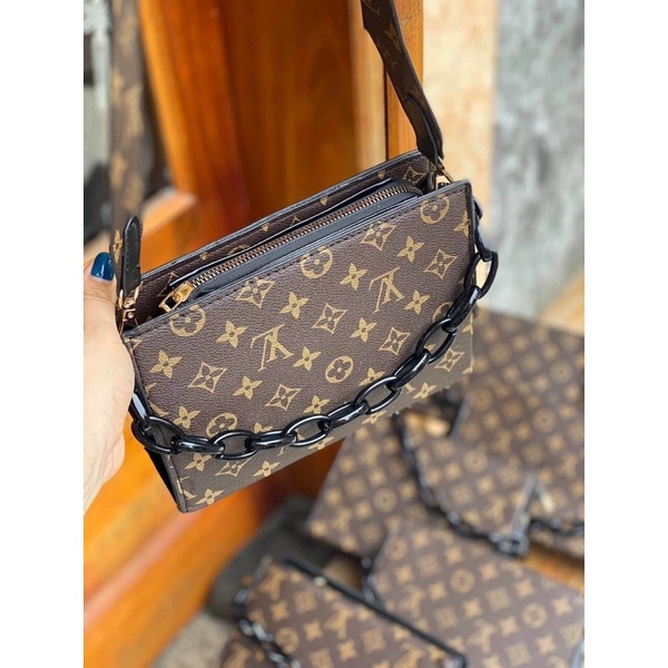 Túi kẹp nách phối xích dáng vuông in hoạ tiết eo vì hàng đẹpFreeship