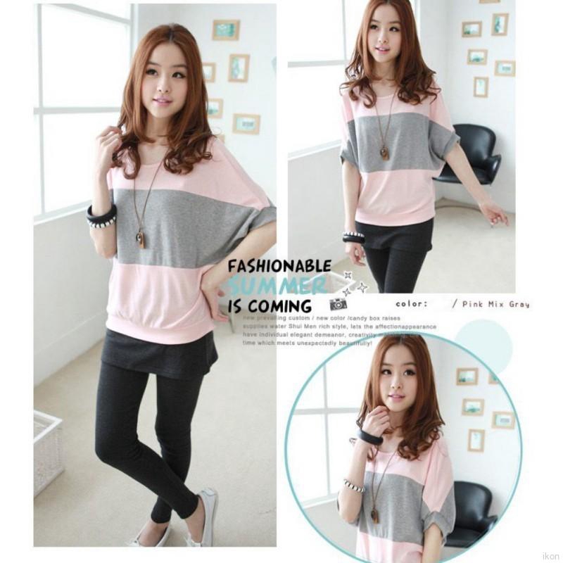 FREESHIP ĐƠN 99K_ Áo kiểu cánh dơi cổ tròn phối màu cho nữ