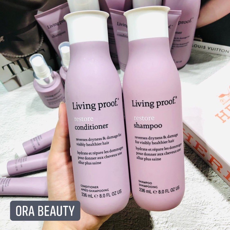 Bộ gội xả phục hồi & chăm sóc tóc hư tổn Living Proof Restore