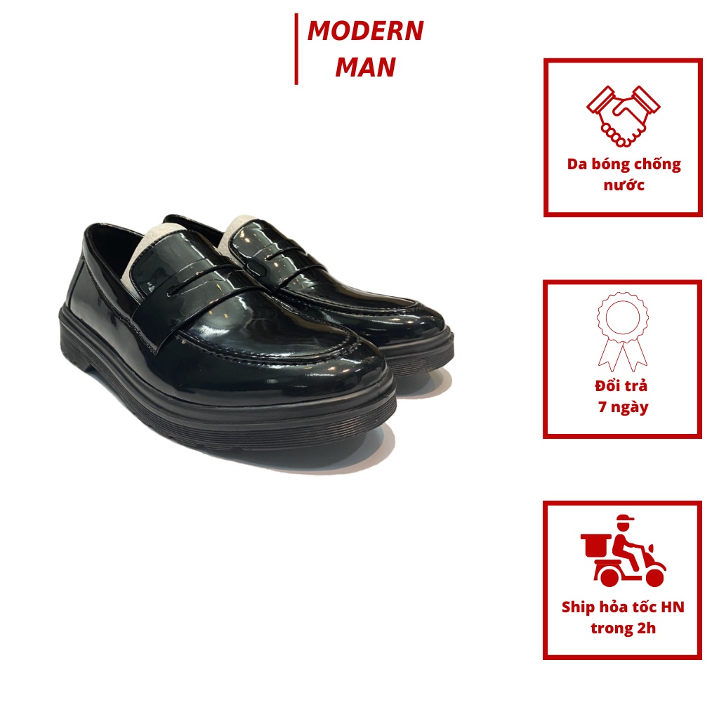 Giày Penny Loafer Da Bóng Đế Kếp Form Fit
