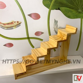 Khay gỗ sushi khay gỗ trang trí món ăn sushi Nhật Bản hình bậc thang 6 tầng dạng đứng - Gỗ thông nhập khẩu