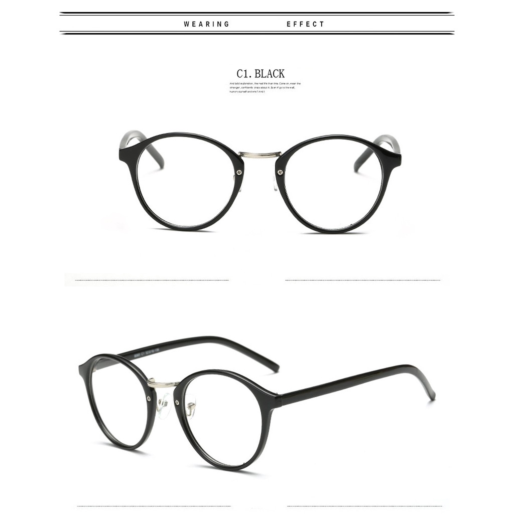 Mắt kính gọng tròn trong suốt phong cách vintage thời trang cho nữ