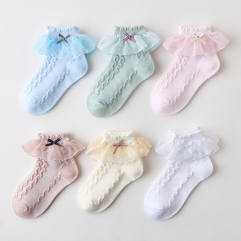 Vớ cotton Mỏng Phối Nơ Thoáng Khí Thời Trang Cao Cấp Dành Cho Bé Màu Sắc