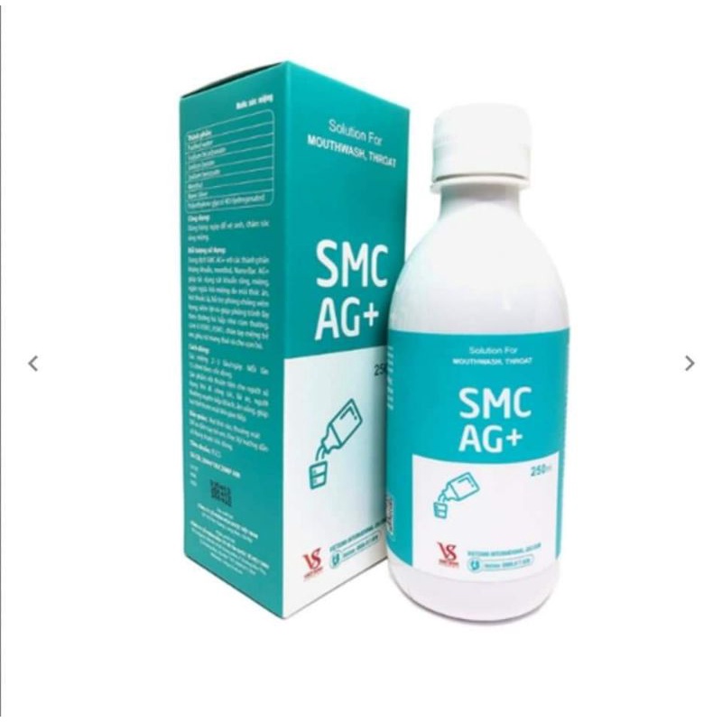 Nước súc họng nano bạc SMC Ag+ 250ml vệ sinh răng miệng, phòng ngừa viêm lợi, hôi miệng