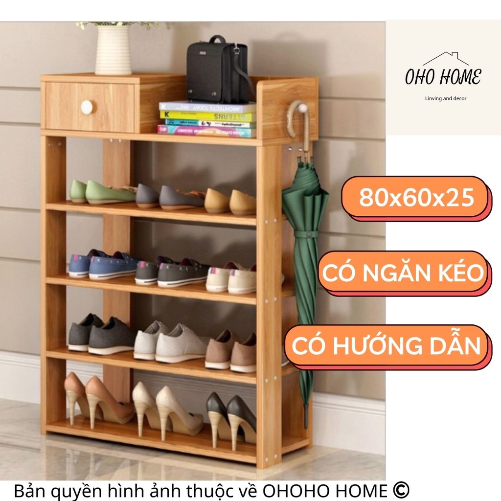 Kệ Giày Gỗ 5 tầng &quot;CÓ NGĂN KÉO&quot; Decor   - OHOHO HOME