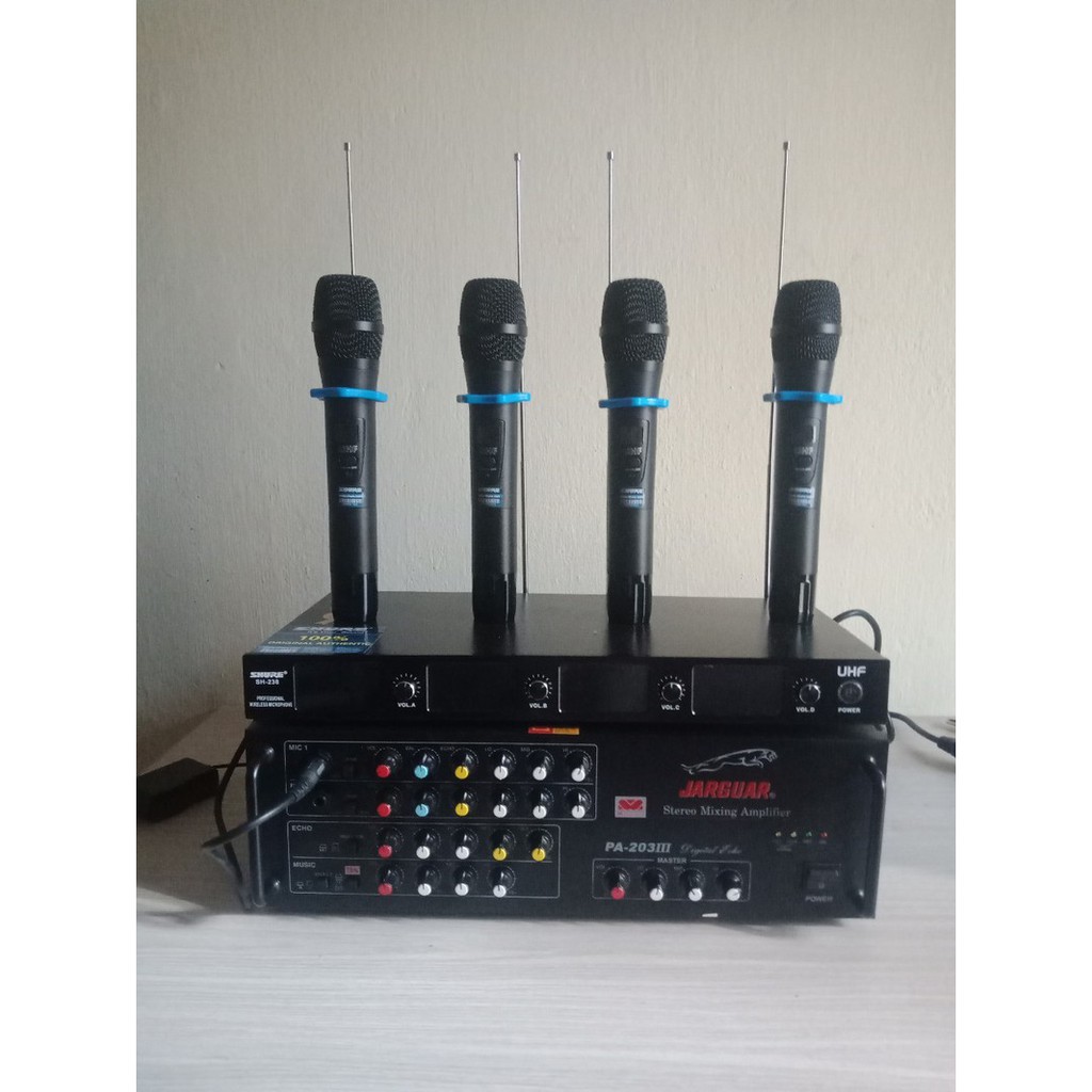 Micro không dây shure 238 đa năng - 4 tay mic karaoke bluetooth Cao Cấp _ Nhật Việt oficial ugx