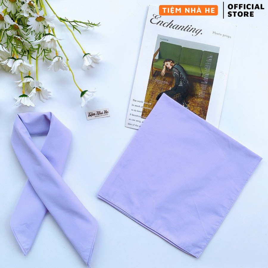 Khăn Bandana Màu Trơn Đội Đầu Cho Bé Gái Turban Quàng Cổ Tiệm Nhà He size 50x50cm