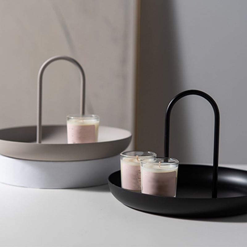 Khay Tròn Bằng Nhựa Đựng Đồ Trang Sức Có Tay Cầm Sắp Xếp Gọn Gàng Cho Nhà Bếp