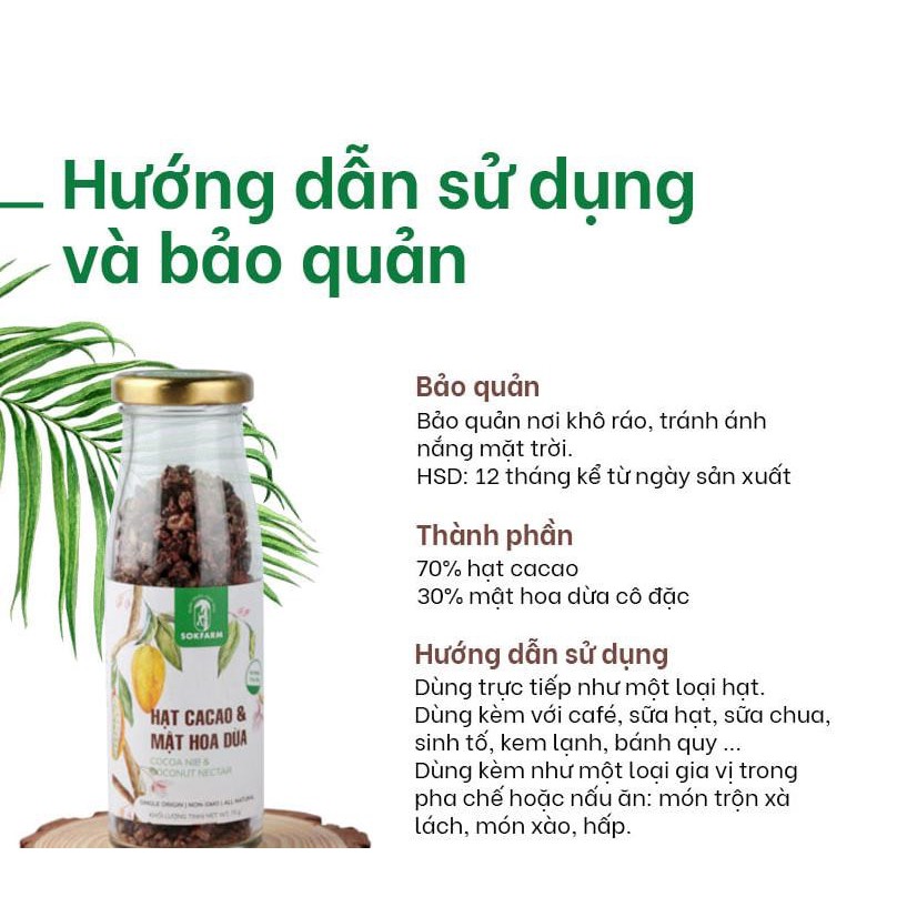 Hạt cacao sấy mật hoa dừa 75g