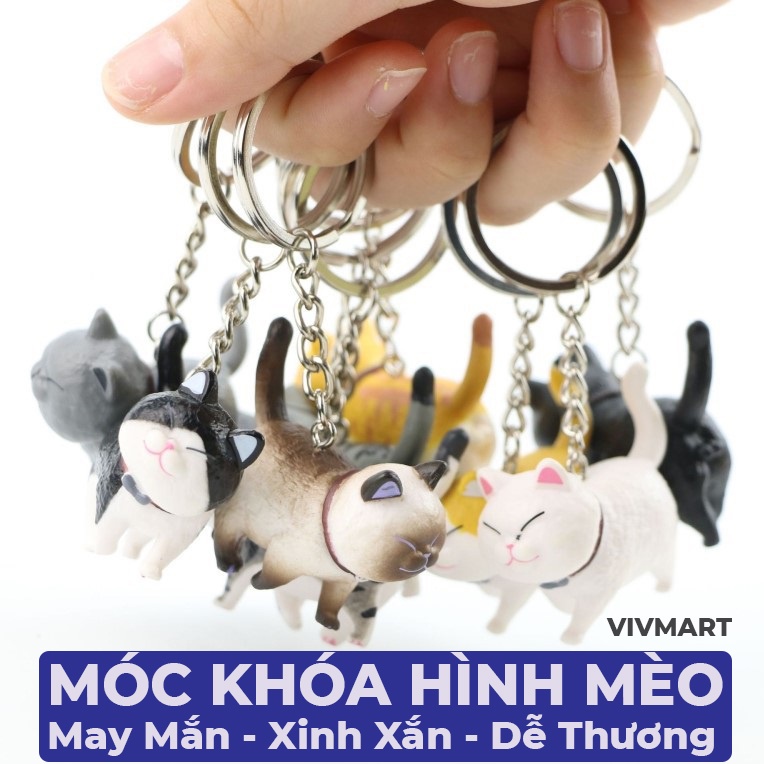 ✅ Móc Khóa Hình Mèo May Mắn Xinh Xắn Dễ Thương - Treo chìa khóa xe máy, ô tô, treo ba lô, túi xách