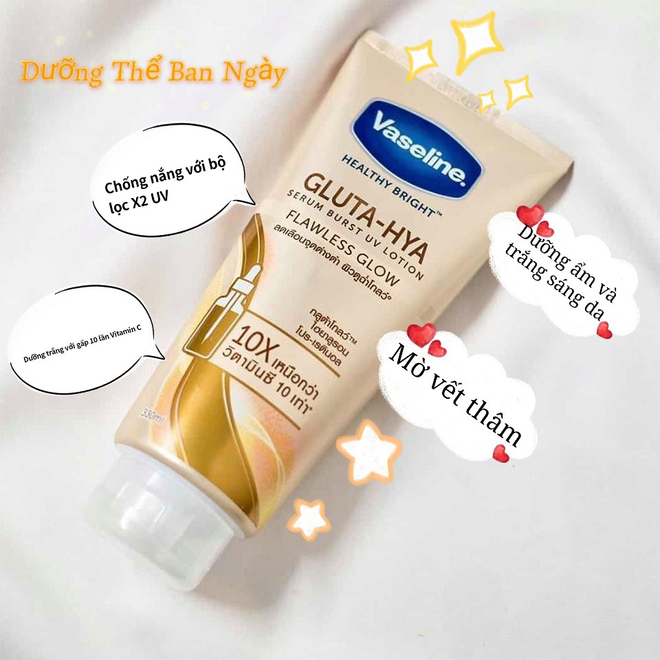 Sữa Dưỡng Thể Vaseline Gluta-HYA 10X Dưỡng Trắng Mờ Thâm Serum Burst Lotion Thái Lan - Tuýp 330ml | WebRaoVat - webraovat.net.vn