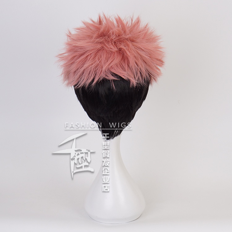Wig /tóc giả hồng đen cosplay Yuuji Itadori Jujutsu Kaisen - chú thuật hồi chiến