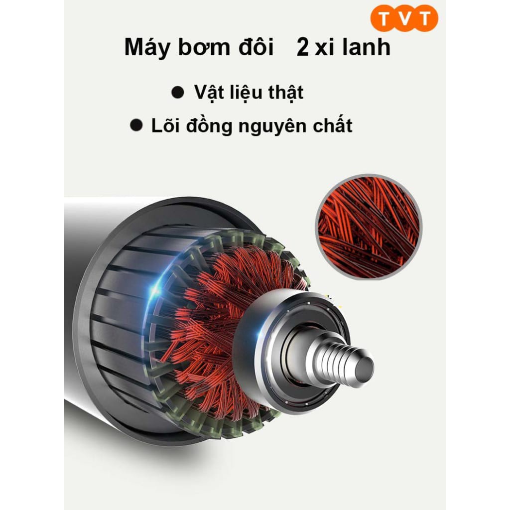 Bơm lốp ô tô 2 xi lanh công suất lớn Có Đồng Hồ điện tử tự ngắt Bảo hành 6 tháng